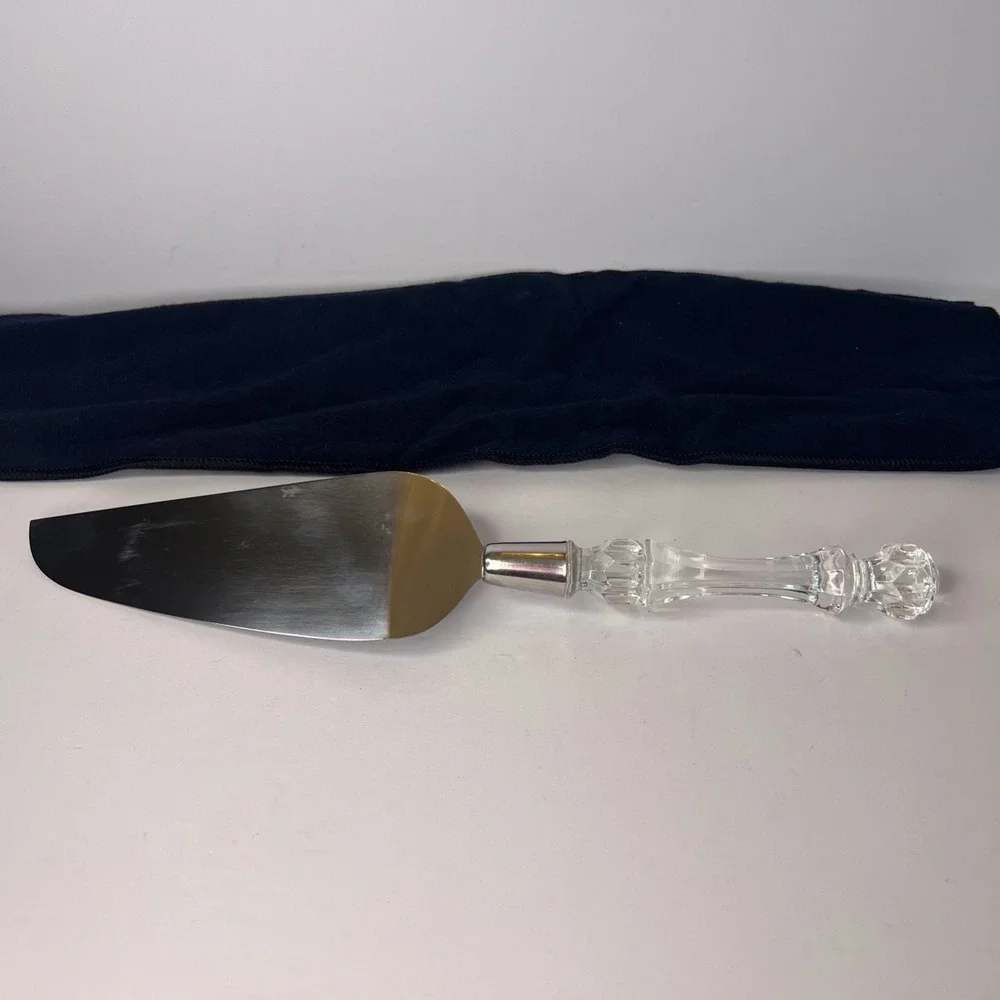 Vintage Fostoria No 50052 Lead Crystal Stainless Steel Cake Server Made in USA